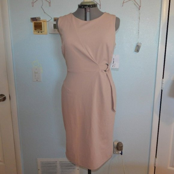 Enfocus Studio Plus Size 14 Blush Pink Dress Midi Tie Boho Work Casual NWT New - Picture 1 of 1